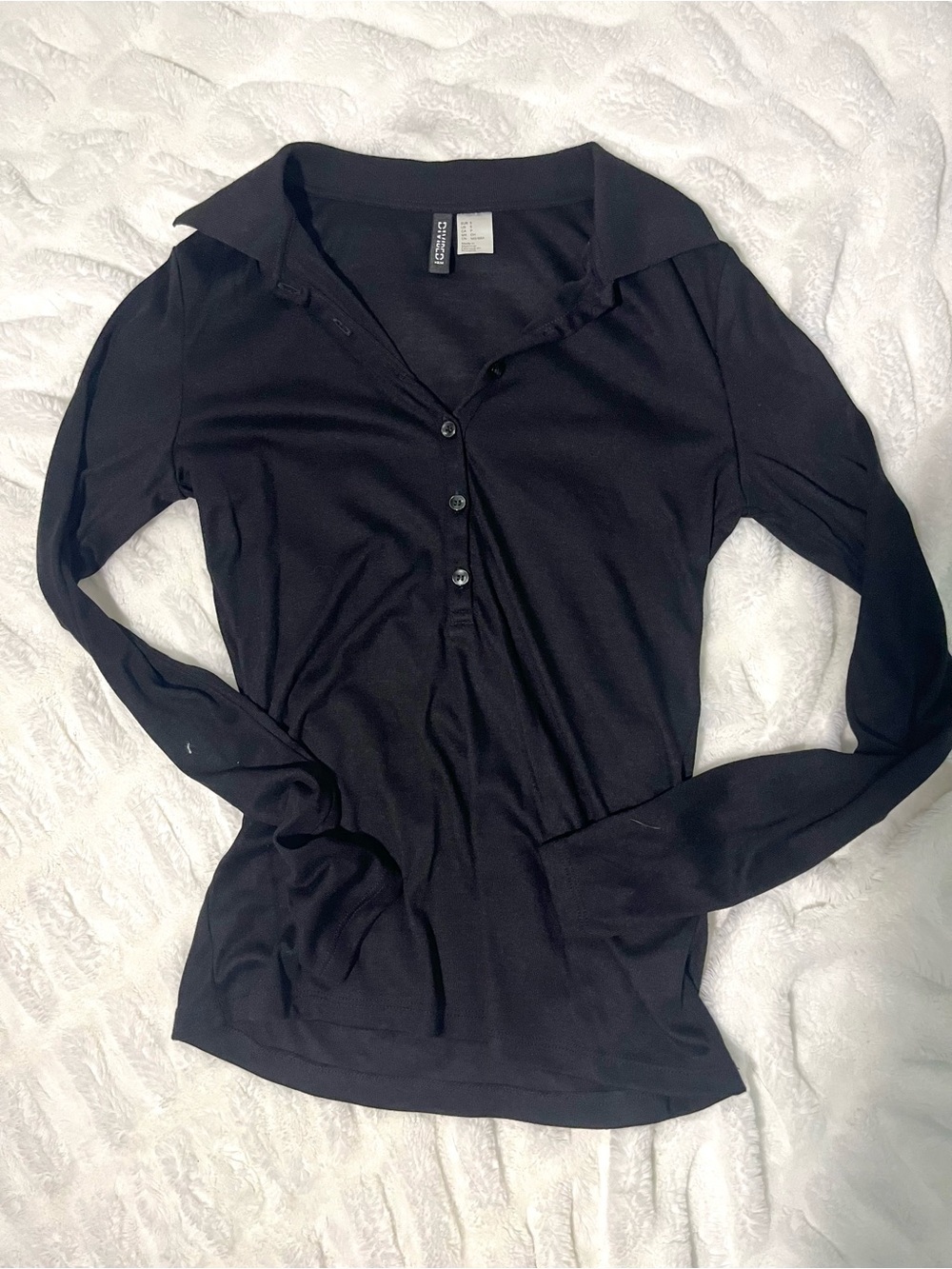 H&M black Long-Sleeve Collared Top